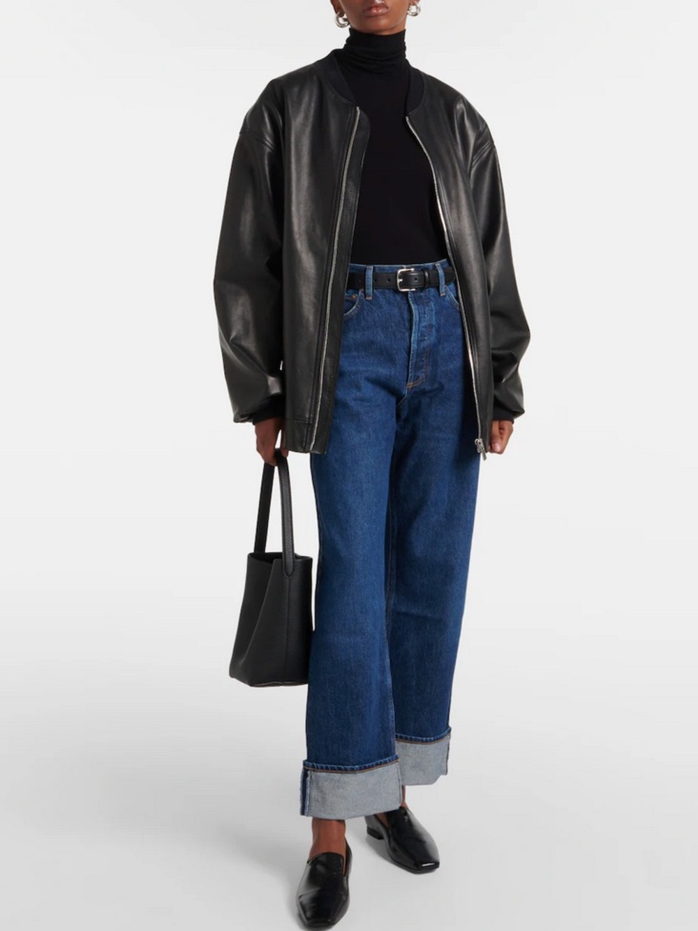 Agolde Fran Mid-Rise Straight Jeans with Cuffed Hem